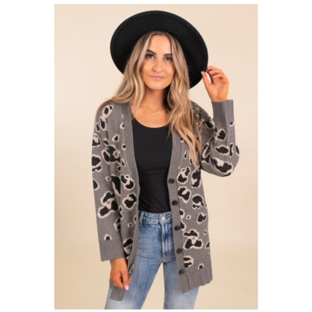 #19 Leopard Print Button Front Cardigan Sweater - image 1